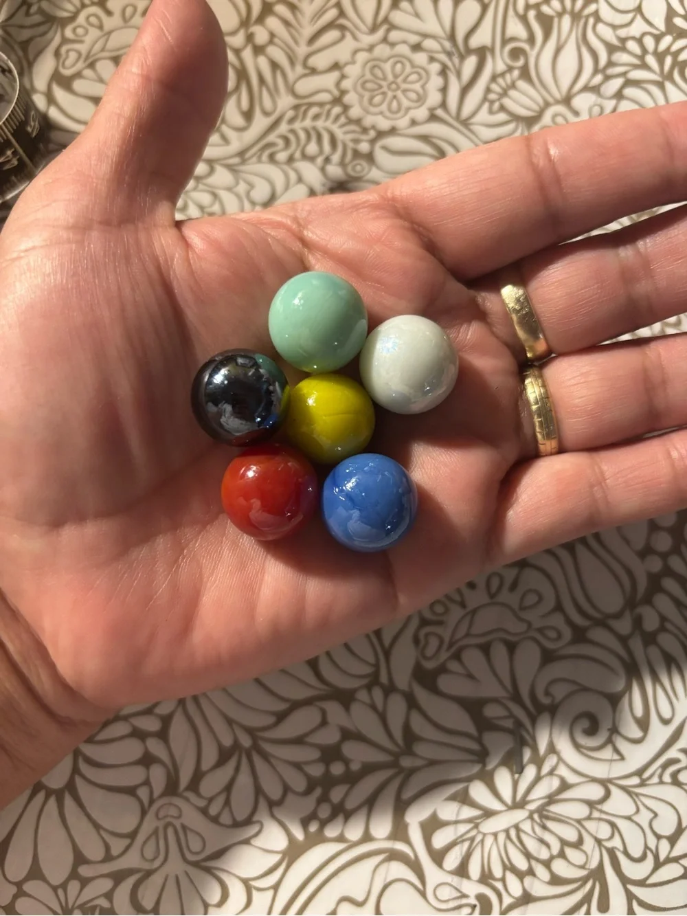 Set of 57 solid-color replacement glass marbles, 6 colors,